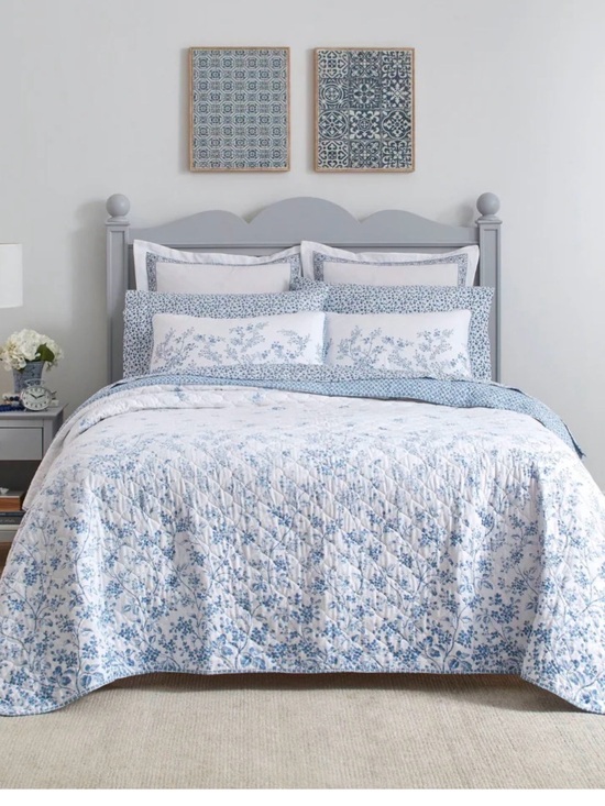 Laura Ashley Other - Laura Ashley 3 pieces set  Blue Floral Quilted Comforter